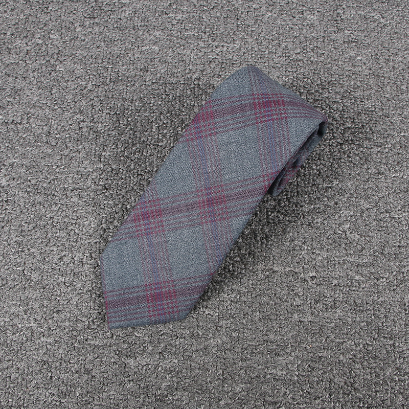 深灰間赤青チェックネクタイ (707007-477-d)