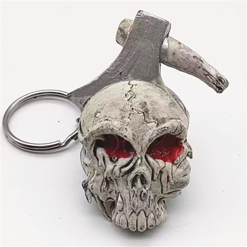 斧が頭蓋を切る