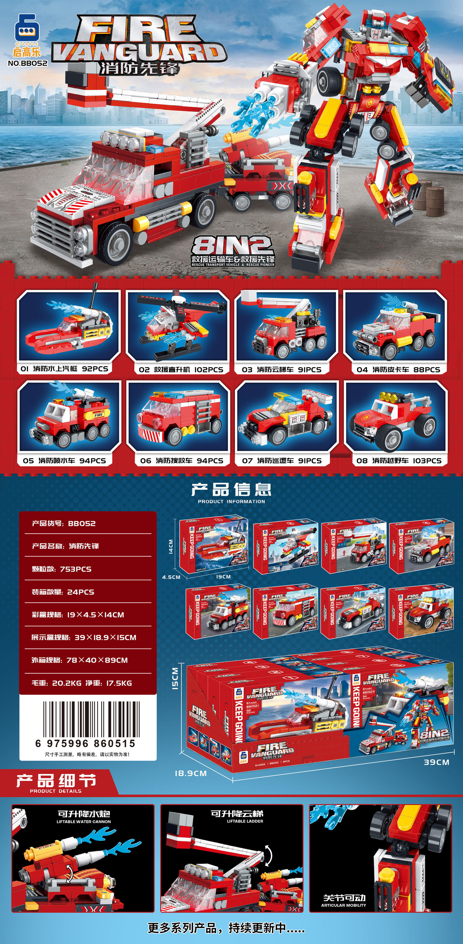 8合2消防戦車 (単箱価格/セットは8の倍数で撮影)