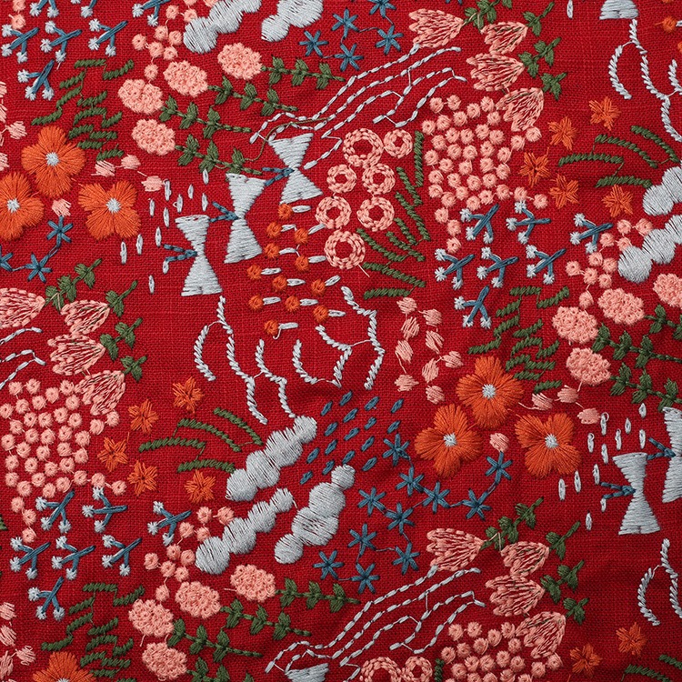 E21151-A レッド(幅125cm 綿50% 麻50%)