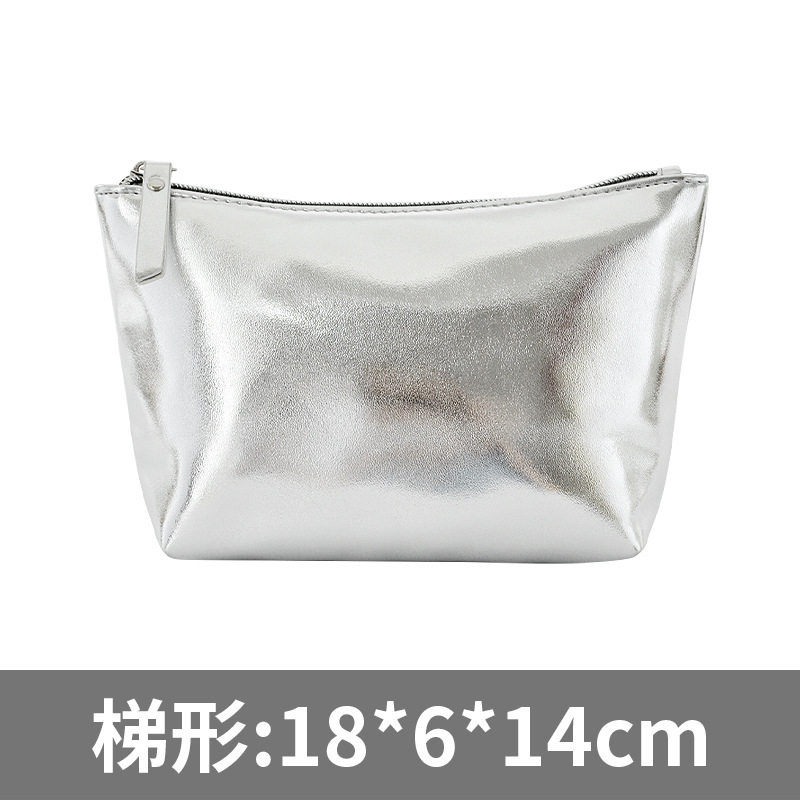 環境に優しいPUシルバー台形バッグ