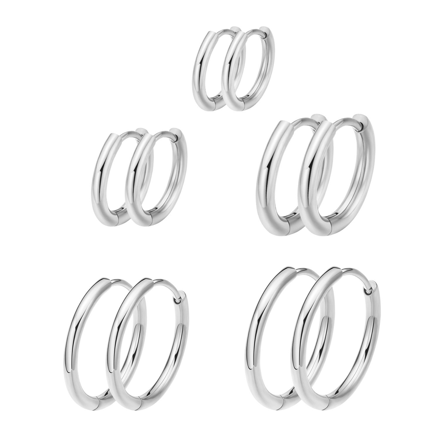 シルバーソリッドフープイヤリング/1個