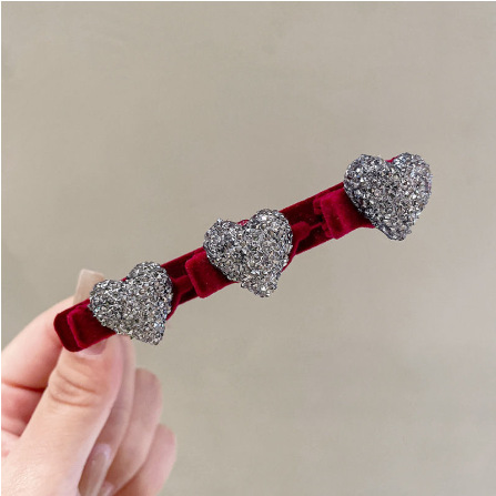 植毛サイドクリップ レッドラブダイヤモンド(シングル)