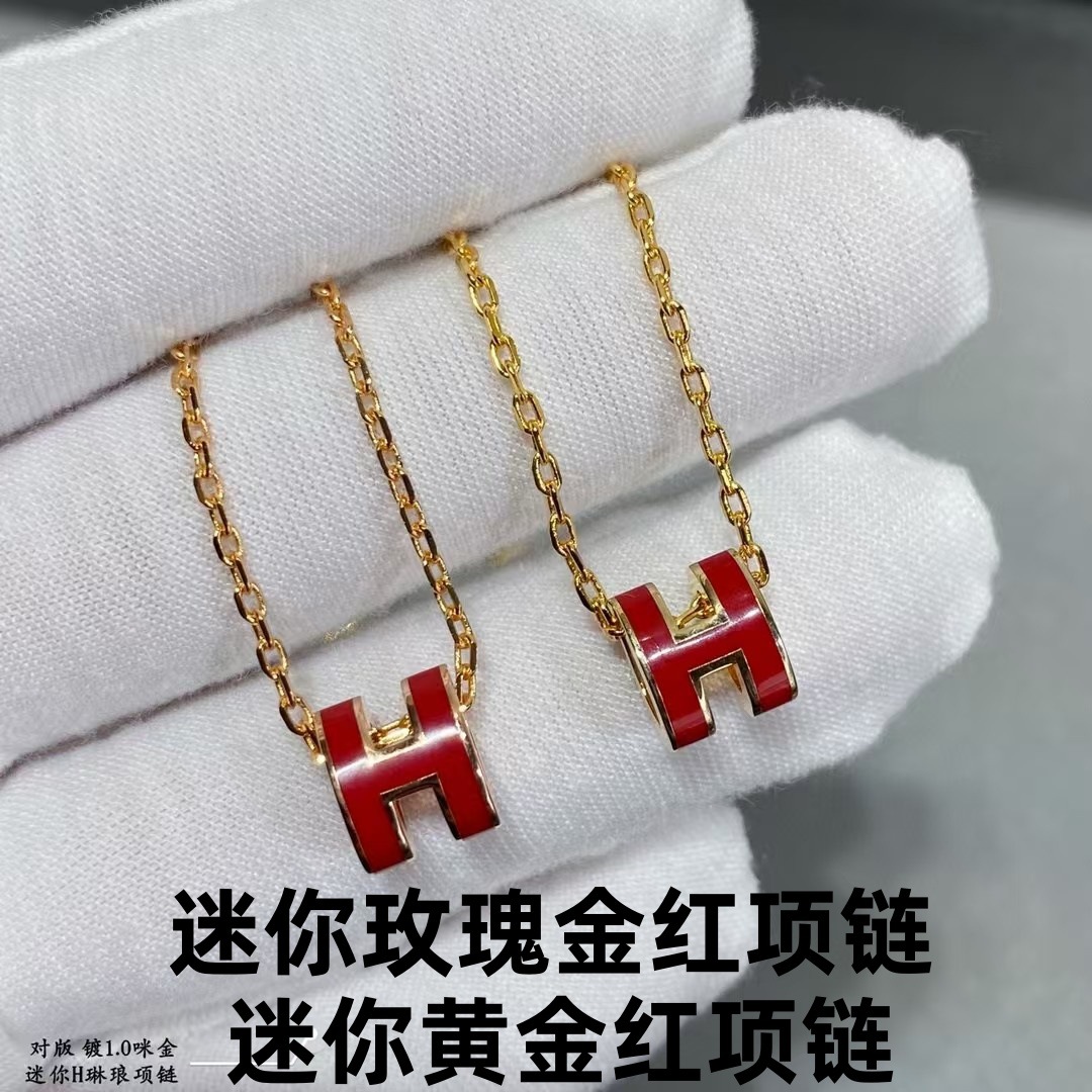 ミニ ローズゴールド レッド ネックレス