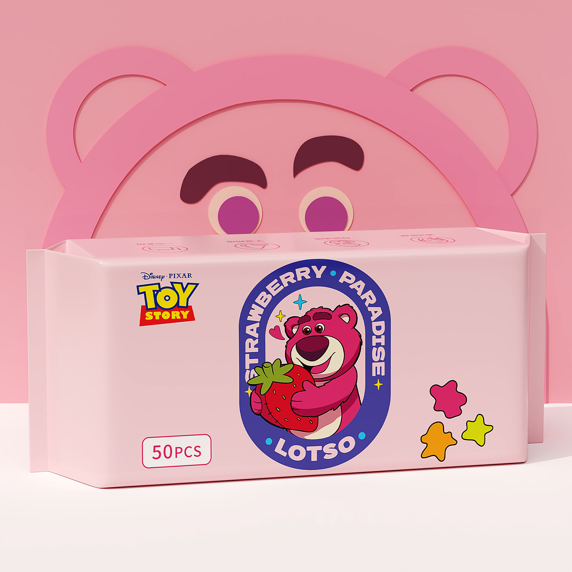 ピンク 50 ドロー ストロベリー ベア パール パターン 100% 植物繊維
