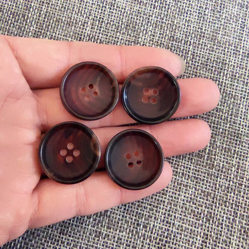 10mm 6個(インナーバックル用) ダークブラウン ナチュラルホーンテクスチャー