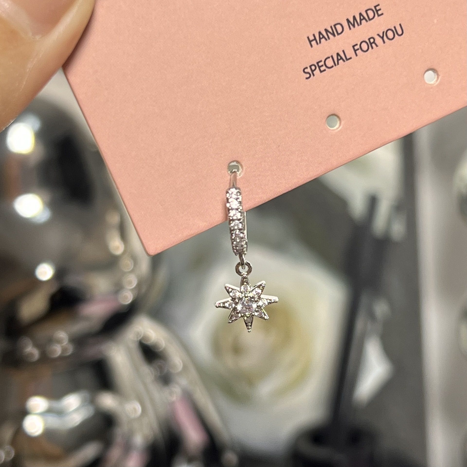 シルバー957 六芒星ピアス（シングル）