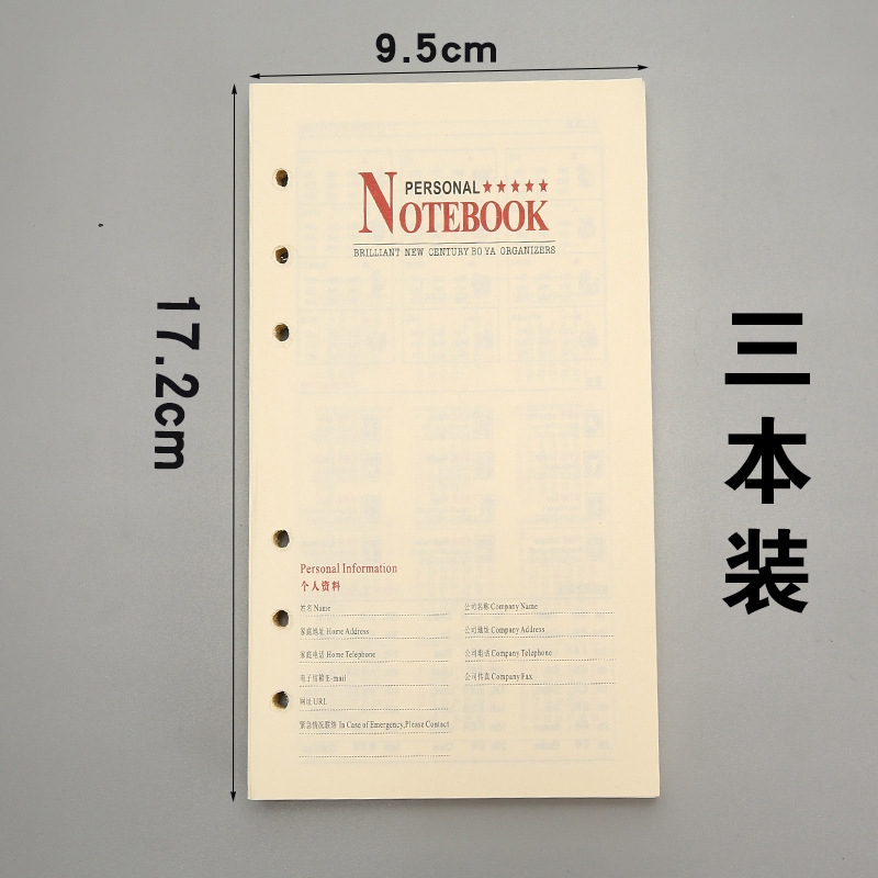 A6ルーズリーフ6穴リフィル罫線本(100枚)