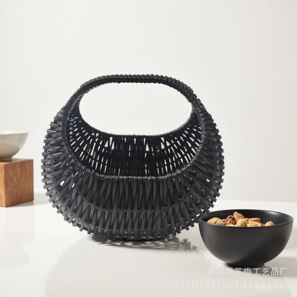 模造籐月芽トランペット (ブラック 16.5*11H16CM)