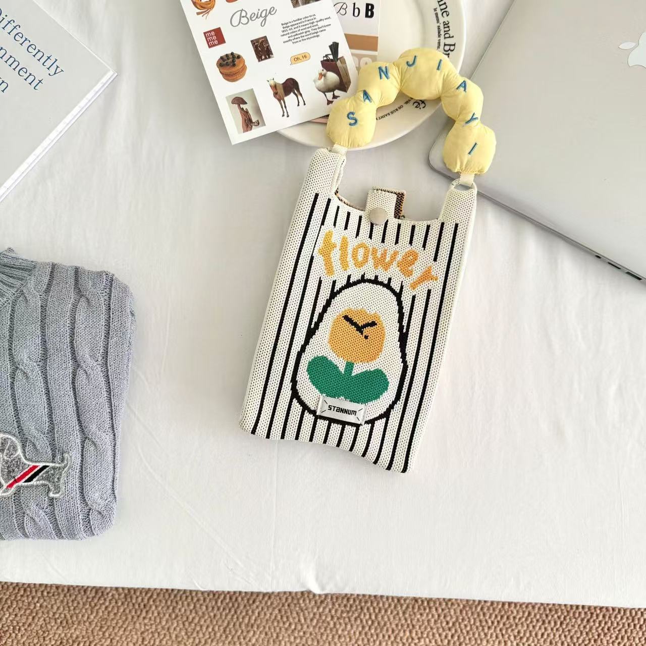 【ハンドル＋ショルダーストラップ】イエローストライプチューリップ（ラベルなし）