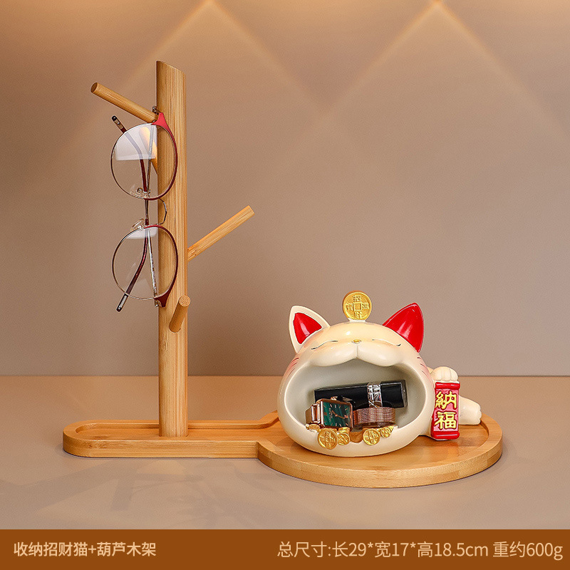 納福招き猫 + 瓢箪木架