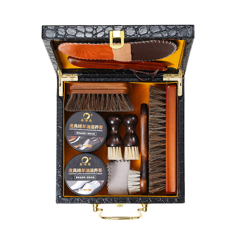 軽くて豪華なワニの紋様の皮の箱の11セット (黒の無色の綿羊油)