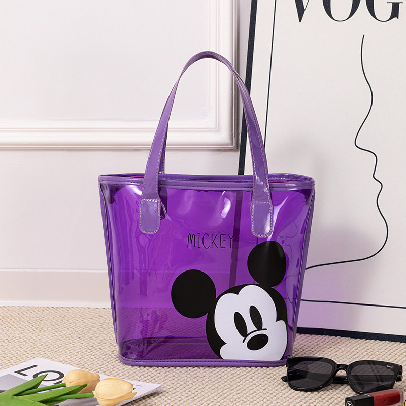 パープル プリント ミッキー ハンドバッグ