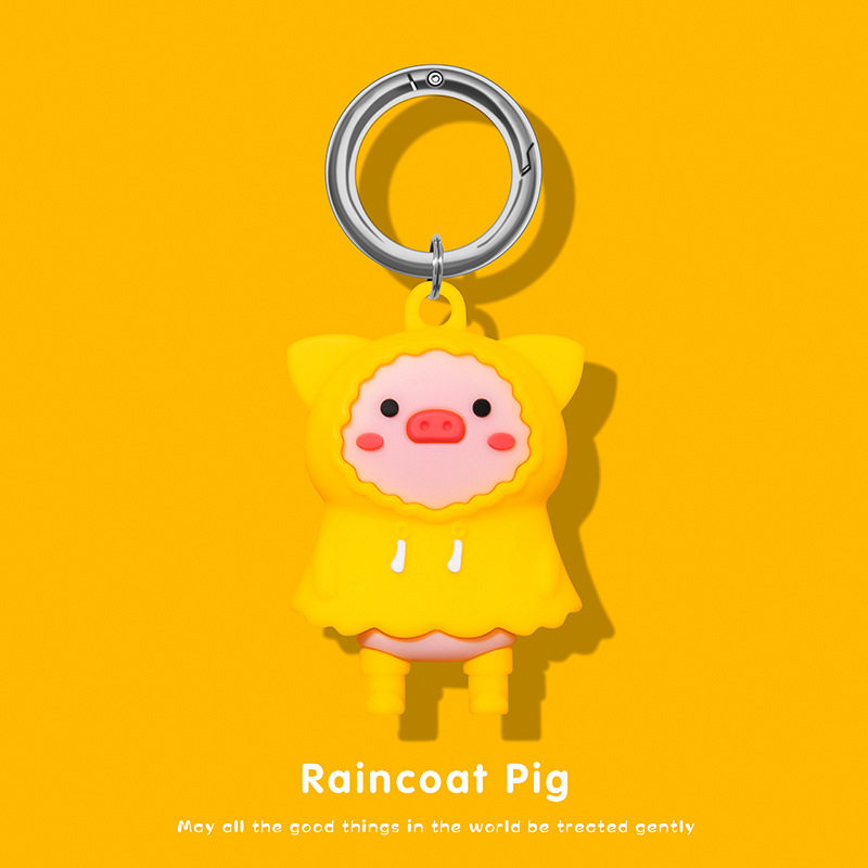 エアタグ漫画保護カバー - レインコート豚 + サークル