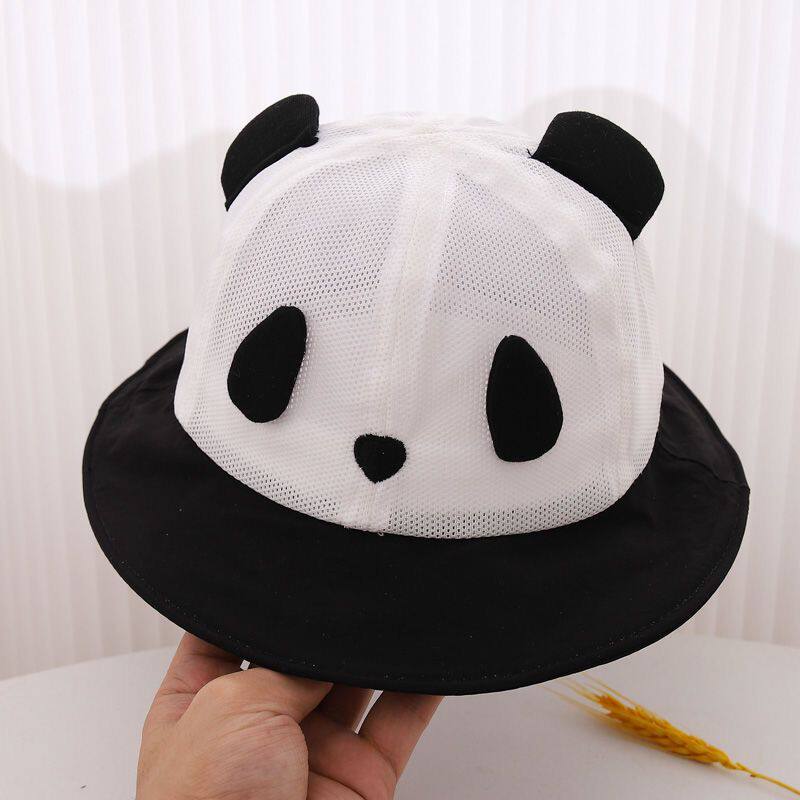 メッシュパンダバケットハット白黒+46-50cm