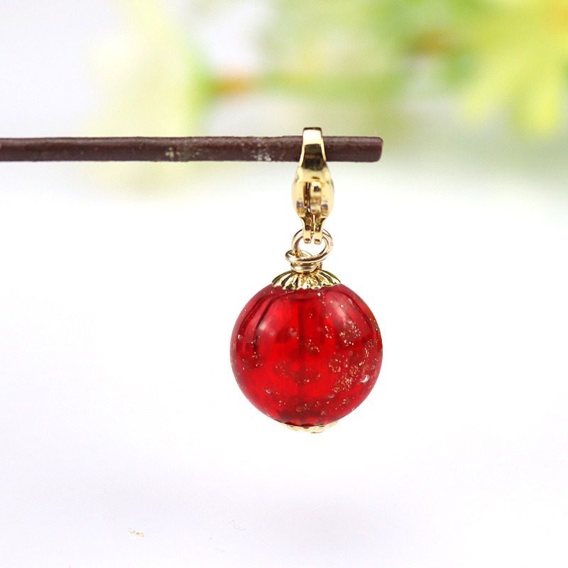 赤い夜光エッセンシャル オイル ビーズ ペンダント (ロブスター バックル スタイル)