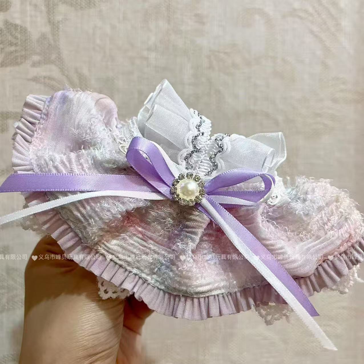 パープルパールリボンサスペンダースカート