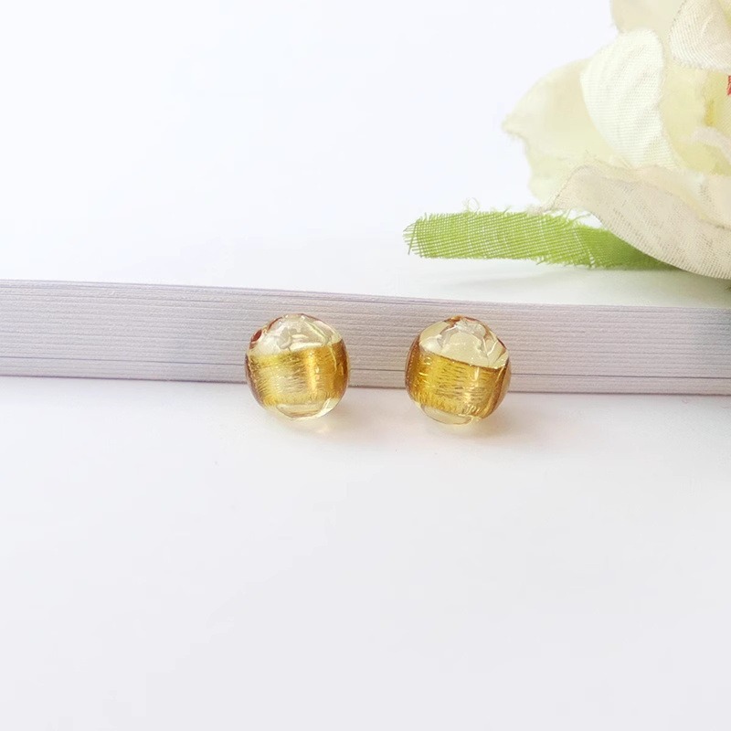 黄色の二重穴銀箔エッセンシャル オイル ビーズ