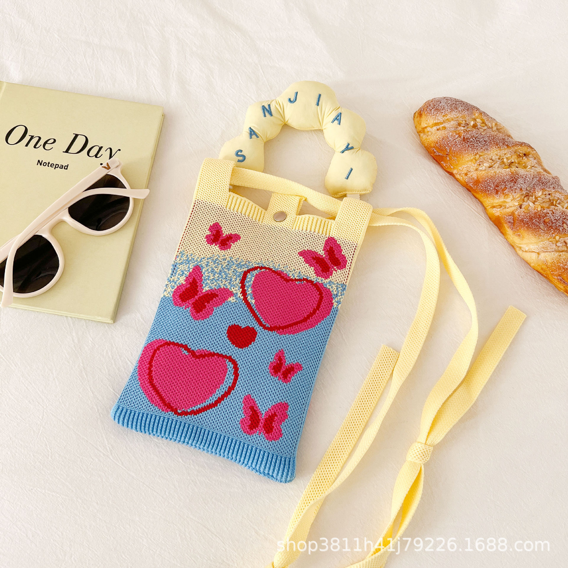 【ハンドル+ショルダーストラップ】イエローとブルーのラブハート