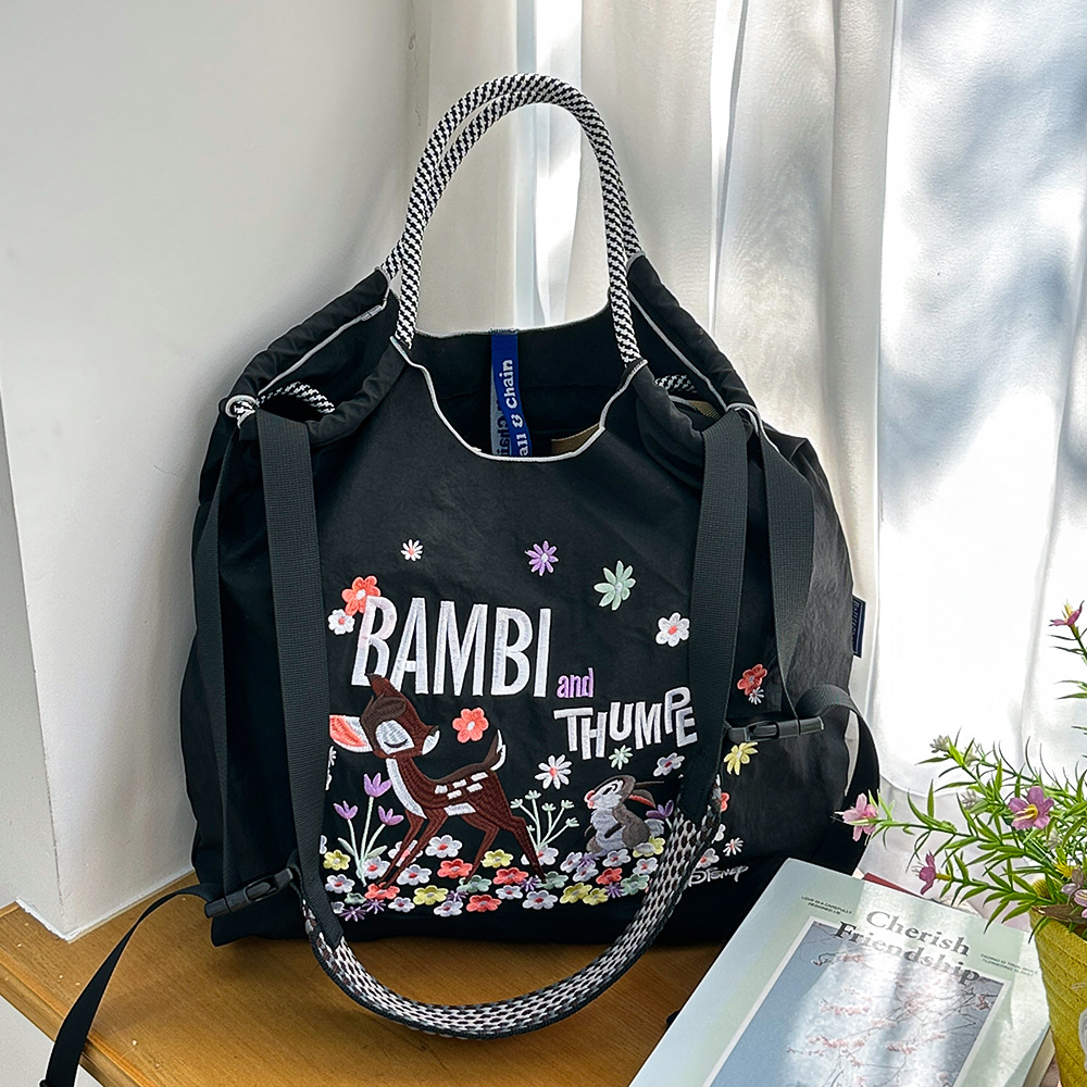 ブラック・フラワリーディア【グレーとブラックのジャガードショルダーストラップ付き】