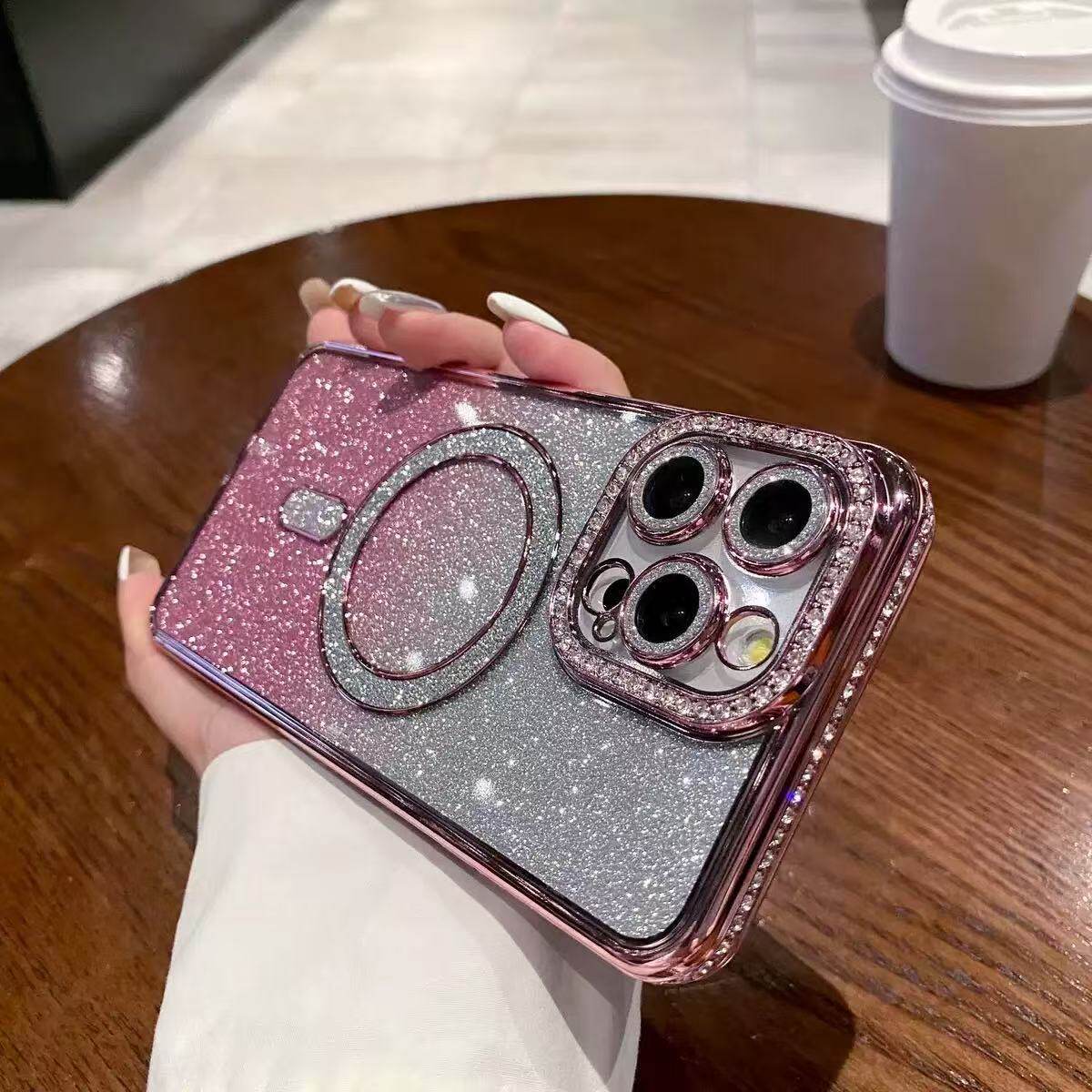 ピンクグリッター+磁気エッジダイヤモンド