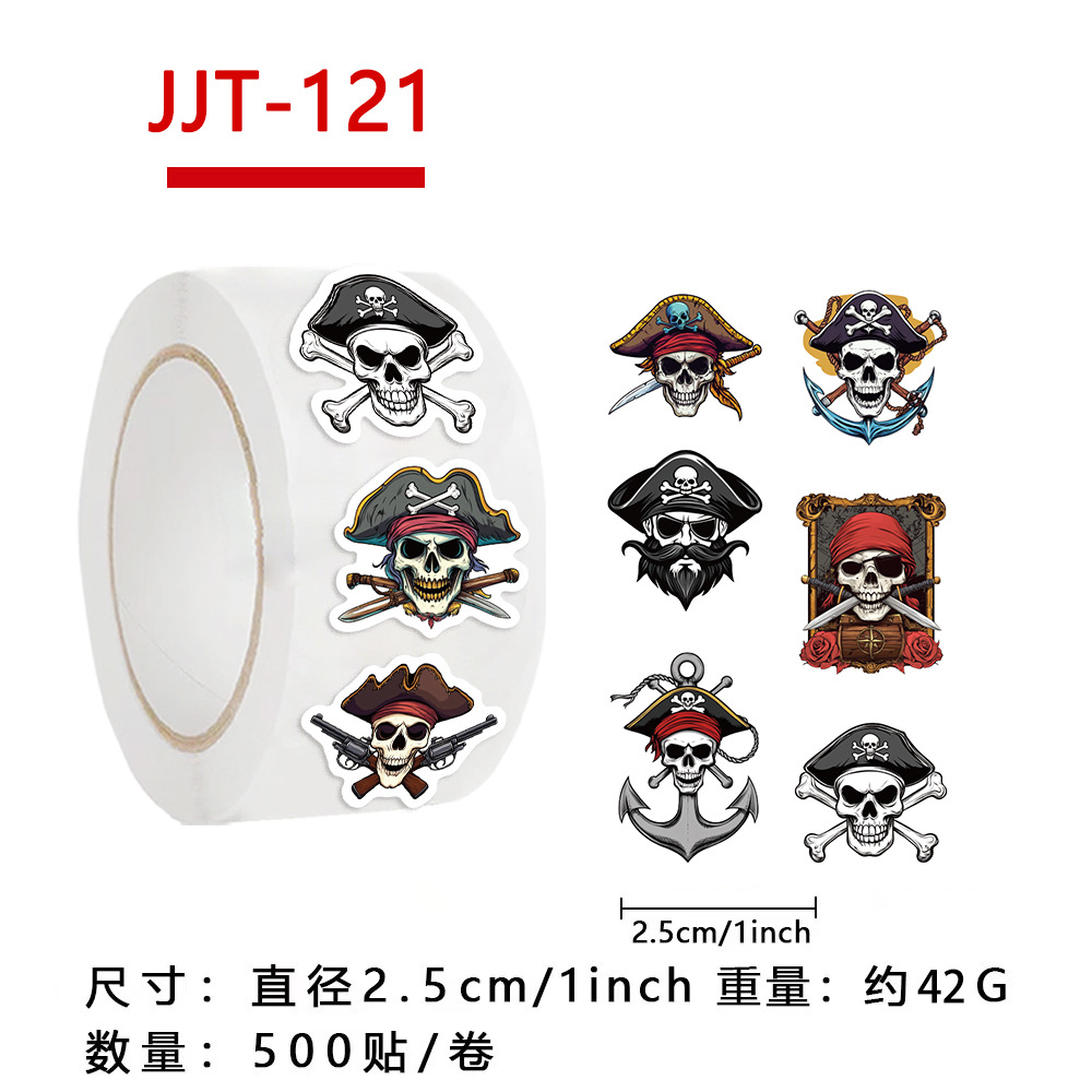 JJT121(海賊ロールステッカー)、500枚ステッカー
