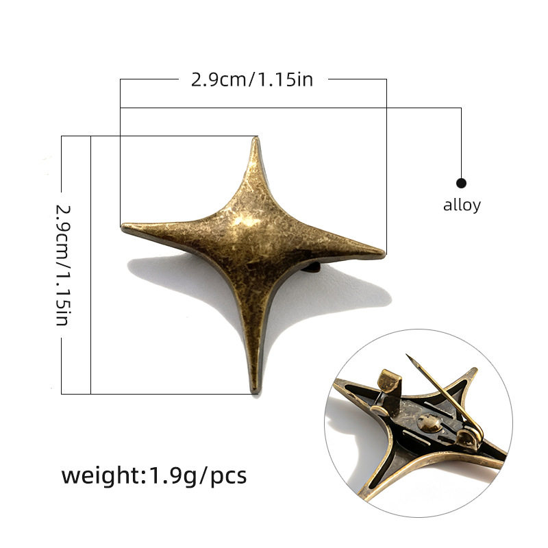 G0010-29mm ブロンズ不規則クロススターブローチ/ピース