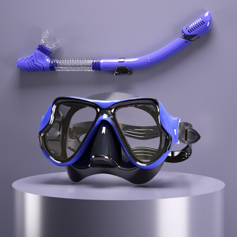 500 リキッドブルーとブラックのダイビングゴーグル + シュノーケル
