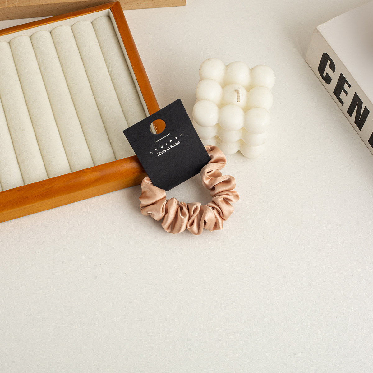 小腸サテンオレンジヘアゴム